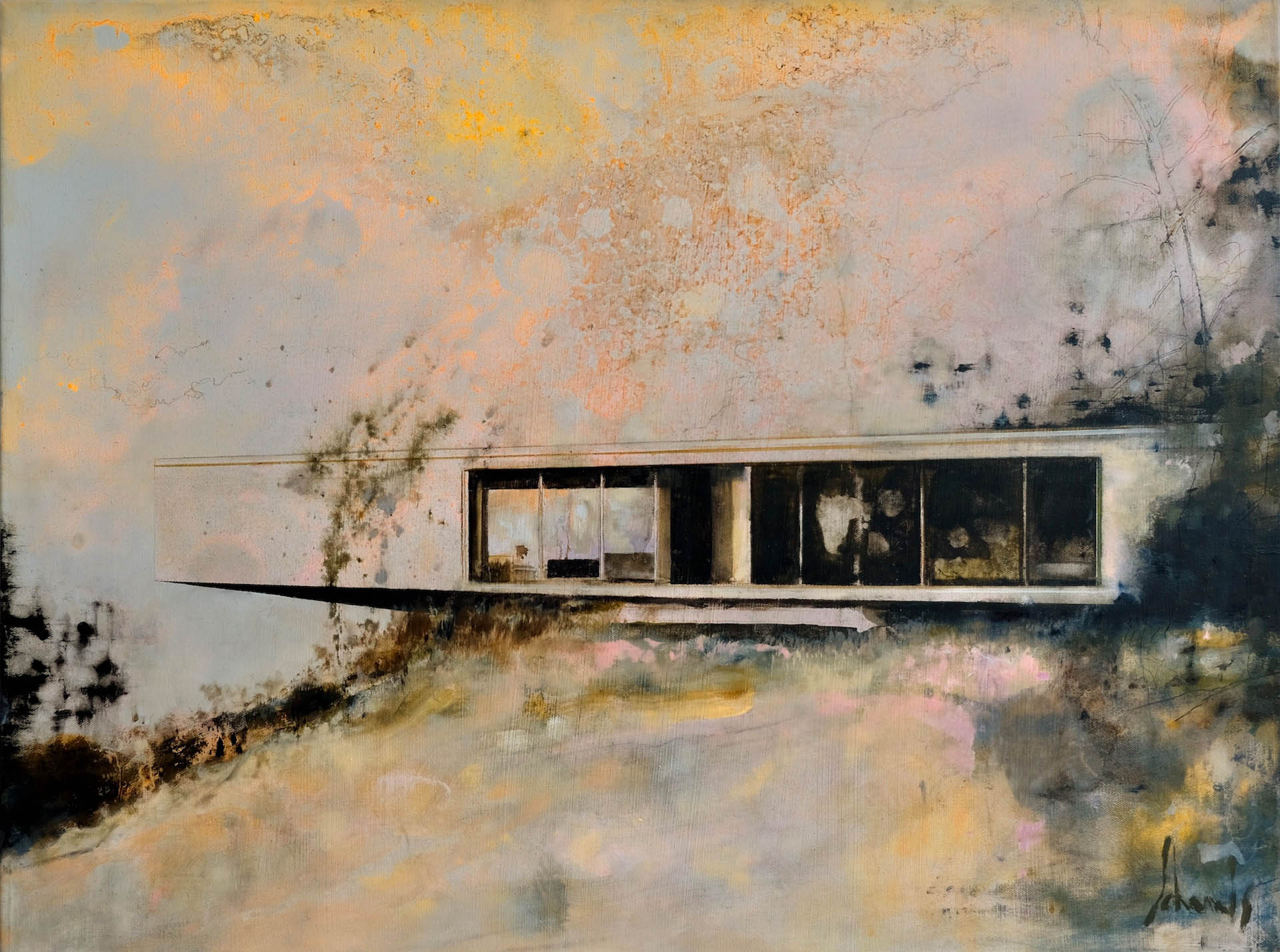 CAROLA SCHAPALS Floating House 2020 oil on